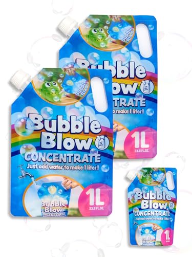 Smart-Planet Bulles de savon liquide concentré pour machines et pistolets, solution de savon à mélanger avec de l'eau pour enfants, 3 sacs de recharge de 1 l