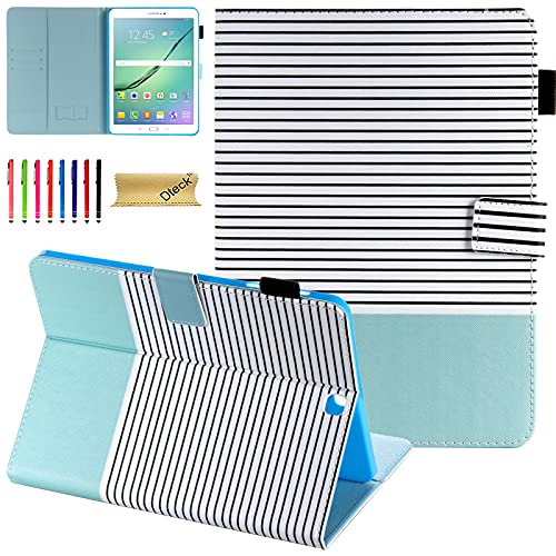 Galaxy Tab S2 9.7 Case, Dteck Folio Stand PU Leather Protective Case with Auto Sleep/Wake Card Holders Wallet Cover for Samsung Galaxy Tab S2 9.7 Case 2015 Released SM-T810 T815 T813,Mint Stripes