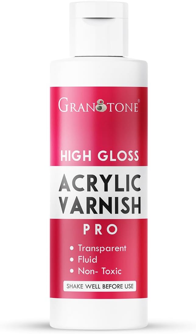 GRANOTONE Acrylic Artist Varnish | Anti Yellowing | Non-Toxic | Anti Clay | High Gloss Finish | Perfect for Professional Artist, Hobby Artist & Kids | Made in India | 100ml