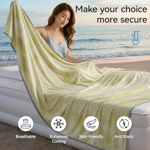 Image of Guohaoi Cooling Throw Blanket for Hot Sleepers, Twin Size 90''x108'' Lightweight Breathable Summer Bed Blanket for Couch, Arc-Chill Q-Max >0.5 Cool Fiber, Lightweight Blanket Yellow
