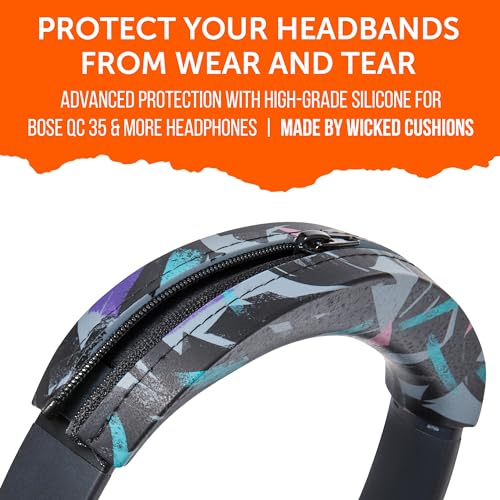 Image of WC SweatZ and BandZ Protective Sweat Cover & Headband Cover Bundle for Bose QuietComfort 35 Headphones by Wicked Cushions | 90's Black