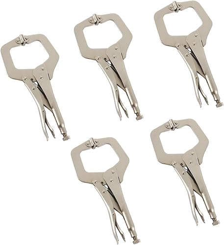 Miniatura 8 de findmall 6 abrazaderas C de bloqueo de 11 pulgadas con almohadillas giratorias, mesa de alicates de bloqueo tipo C de alta resistencia y agarre de