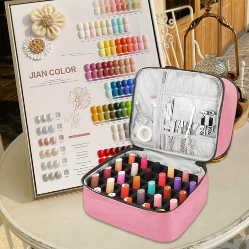 Bolsa organizadora de esmalte de uñas con doble capa espaciosa 3