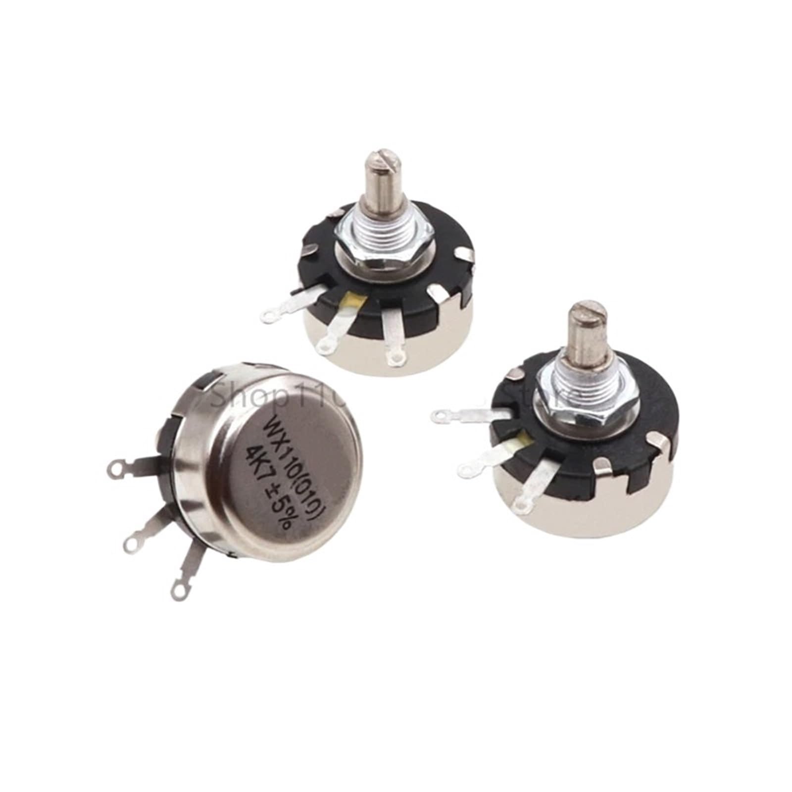 Potentiomètre WX010 WX110 1W 100 Ohm 1K 2K2 3K3 4K7 6K8 10K 6mm, arbre métallique, fil à tour unique, résistance réglable, 10 pièces/lot(4.7K Ohm)