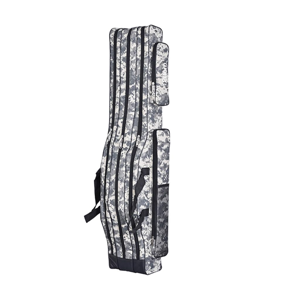SEIWEI Portable Fishing Bag - Camouflage Fishing Rod Reel Carrier Bag, 120cm Large Capacity Tackle Tool Carry Case for Lure Bait Fishing Gear [Grey]