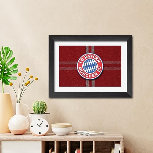 Image of TenorArts Bayern Munich Football Club Poster 3D Leather Textured Logo Laminated Photo Frame Painting with Matt Finish Black Textures(12 inches x 9inches)