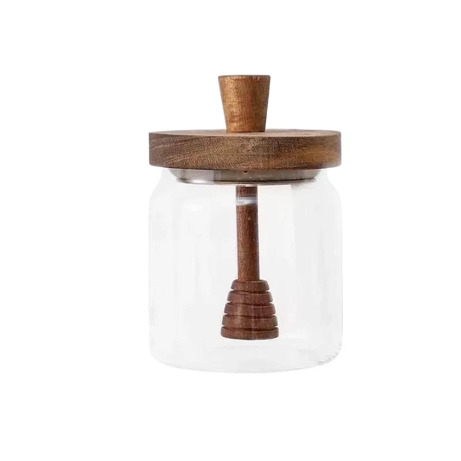 Pot à miel en verre borosilicate 500 ml avec couvercle en bois pour cuisine