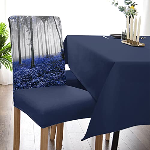 Fall Thanksgiving Chair Covers Autumn Maple Forest Dining Chair Slipcovers Blue Seat Protector Stretch Removable Party Decoration Set Of 4 #TOP4