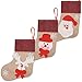 Ivenf Christmas Mini Stockings, 12 Pcs 7 inches Burlap with 3D Santa Snowman Reindeer, Gift Card Silverware Holders, Bulk Treats for Neighbors Kids, Small Rustic Red Xmas Tree Decorations Set
