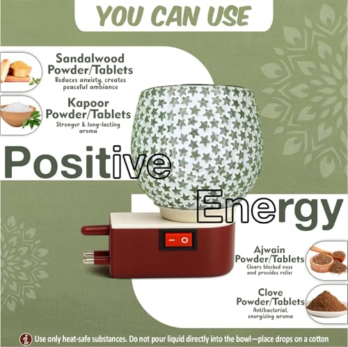 Image of JD FRESH Ceramic Kapoor Dani Lamp /Electric Camphor Diffuser Burner for Pooja /Multipurpose Incense Aroma Dhoop Dani /Night lamp for Temple /Office /Home /Meditation & Mosquito Repellent (JD-1030)