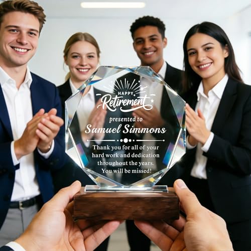 Image of Custom Crystal Award Trophy, Personalized Trophy with Company Logo & Text