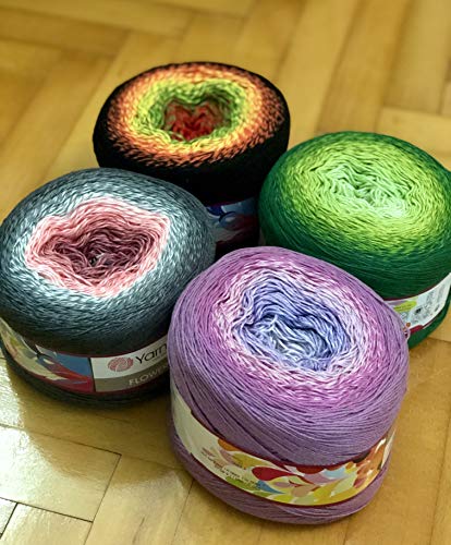 Image of Yarn Art YarnArt Flowers Yarn 55% Cotton 45% Acrylic 250gr 1094yds Multicolor Cotton Yarn Rainbow Crochet Yarn Spring Summer - 1 Fine Sport Skein (297)