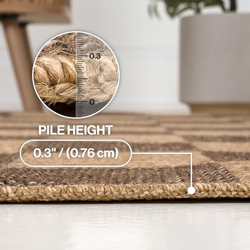 JONATHAN Y Easy Jute Rustic Indoor Outdoor Area Rug Natural/Brown 8X10, Mason Checker for Backyard, Patio, Easy-Cleaning, High Traffic, Pet-Friendly, Hose Washable, Non-Shedding FXV200B-8 by JONATHAN Y - Used condition - Image 4