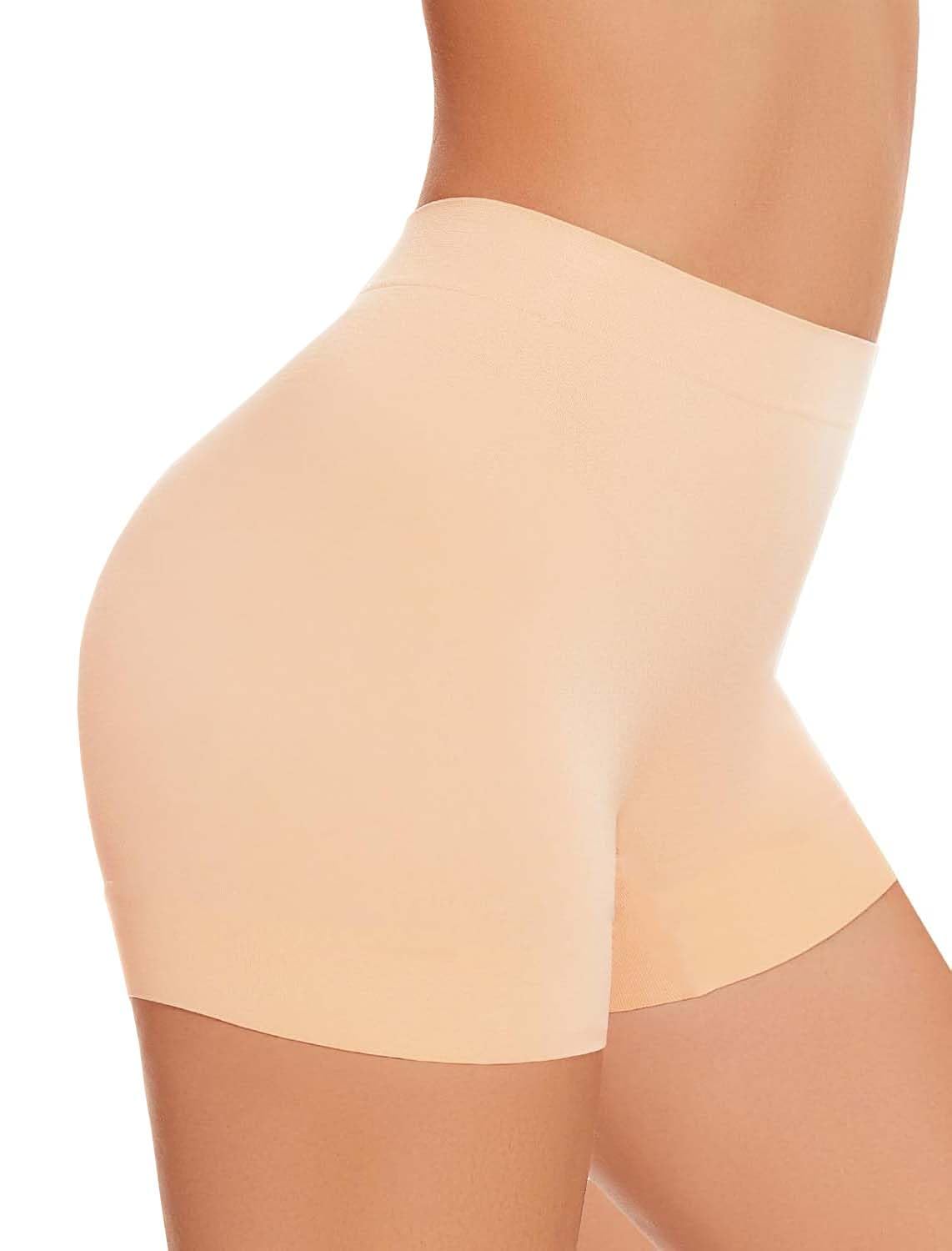 Women's Cotton Ice silk safety pants Mid Waist seamless anti-slip non-curling Shorties/Underskirt Shorts (One size Fit to 30-38 inch)