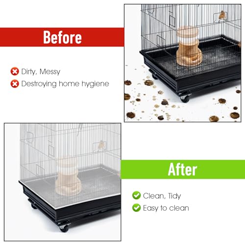 Image of Bird Cage Seed Catcher, Adjustable Seed Catcher Guard Net Cover Soft Airy Cage Net Stretchy Mesh Skirt Cover for Parrot Macaw Parakeet Round Square Cages