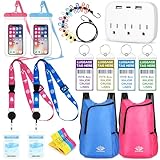 Cruise Must Haves inclui etiquetas de bagagem de cruzeiro, cordão de cruzeiro, bolsas de telefone à prova d'água, varal de viagem, mochila portátil, clipes de toalha, filtro de linha para kit