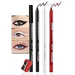 evpct 3Pcs Black & Red & White Gel Glitter Matte Metallic Eyeliner Pencils Set for Women Waterproof Smudge Proof lapiz de ojos delineador de ojos contra el agua Eye Liner Makeup 01 14 22