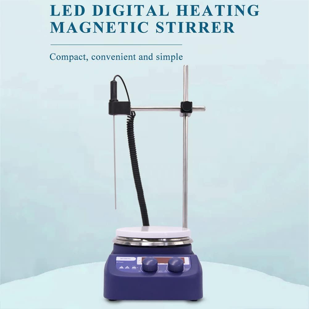 Magnetic Stirrer, Laboratory Heating Mixer with Stir Bar, 200-1500rpm, Up to 280℃, Max Stirring Quantity 3L, Overheating Protection, Residual Heat Warning Function, for Lab