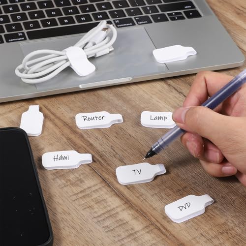 40 Stück Kabelbeschriftung, Wiederverwendbare Nylon Kabeletiketten, Selbstklebend Beschreibbar für Kabelmanagement, Ideal für Drähte und Elektronik Identifikation (Weiß)​​