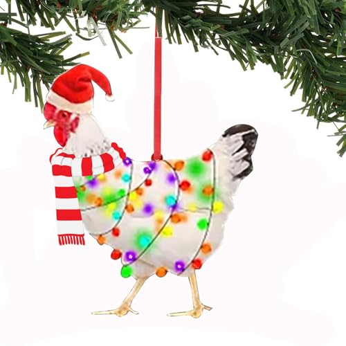 Weihnachtsbaum Anhänger Deko, Christbaumschmuck Huhn, Holz...
