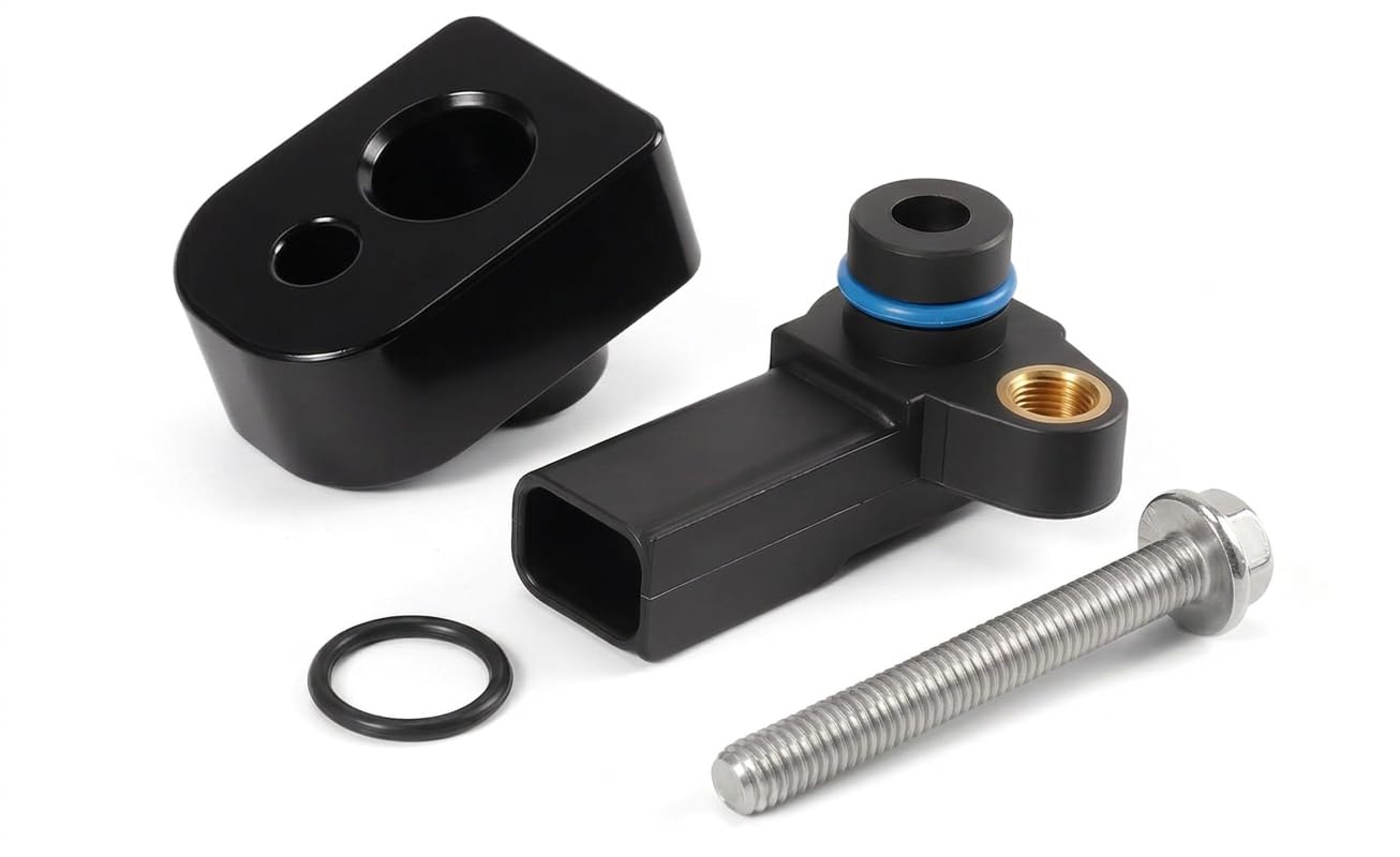 MAP Sensor with Black Spacer Kit Compatible with Ford F-250 F-350 F-450 F-550 Super Duty 6.7L Powerstroke Diesel 2011-2019, Replacement for BC3Z-9F479-A, BC3Z-9F479-B, CX2372