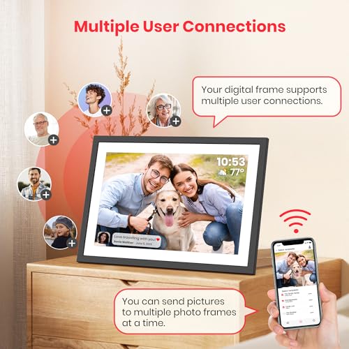 Image of 2K 64GB Frameo 10.1 inch Digital Picture Frame WiFi Electronic Photo Frame FHD 1920 x 1200 IPS Touch Screen Share Moments Remotely Anywhere Photo Gifts for Mother Dad Grandparents Christmas