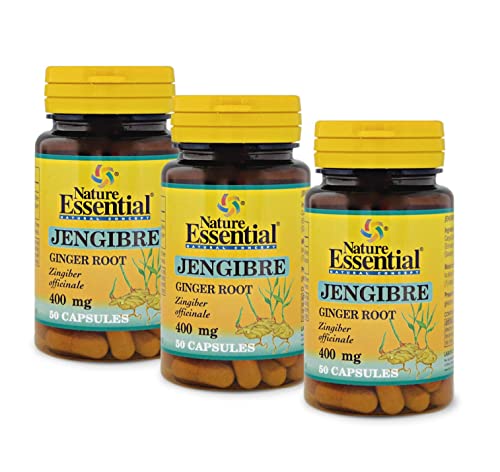 Nature Essential | Jengibre 400 mg | Pack 3 Unidades | 50 Cápsulas | Ayuda a Regular el Sistema Digestivo | Fuente de Antioxidantes | Ayuda al Mantenimiento de la Flora Intestinal