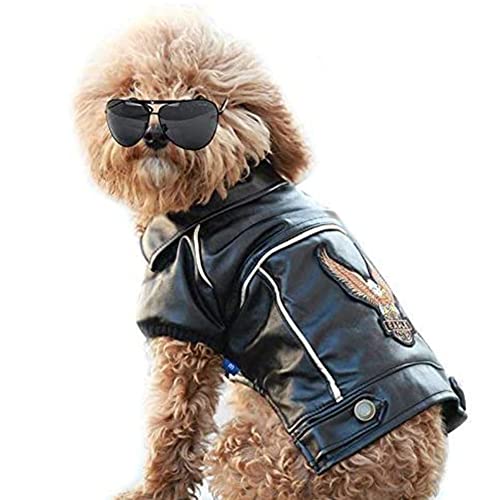 NIULA Dog Winter Coat Pu Leather Motorcycle Jacket for Dog Pet Clothes Leather Jacket Medium