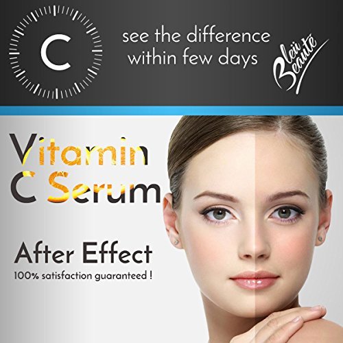 Vitamin C Serum (20%) by Bleu Beauté - High potency skin brightening anti aging facial serum - repairs sun damage and Fades spots, Dark circles fine lines and wrinkles (2 OZ)