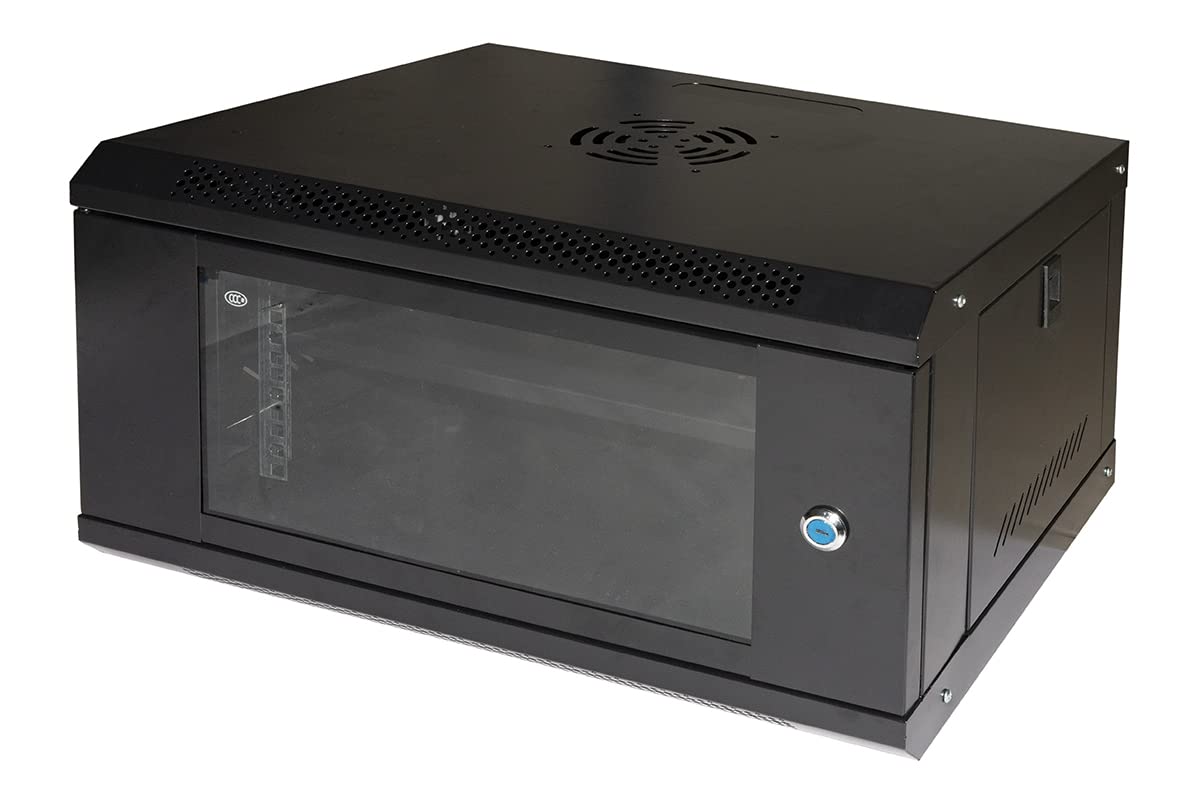 ARMADIO RACK 19" 6U LINK SERIE LIGHT COLORE NERO CON PORTA VETRO (AxPxL) MM 300X400X530 RIPIANO INCLUSO