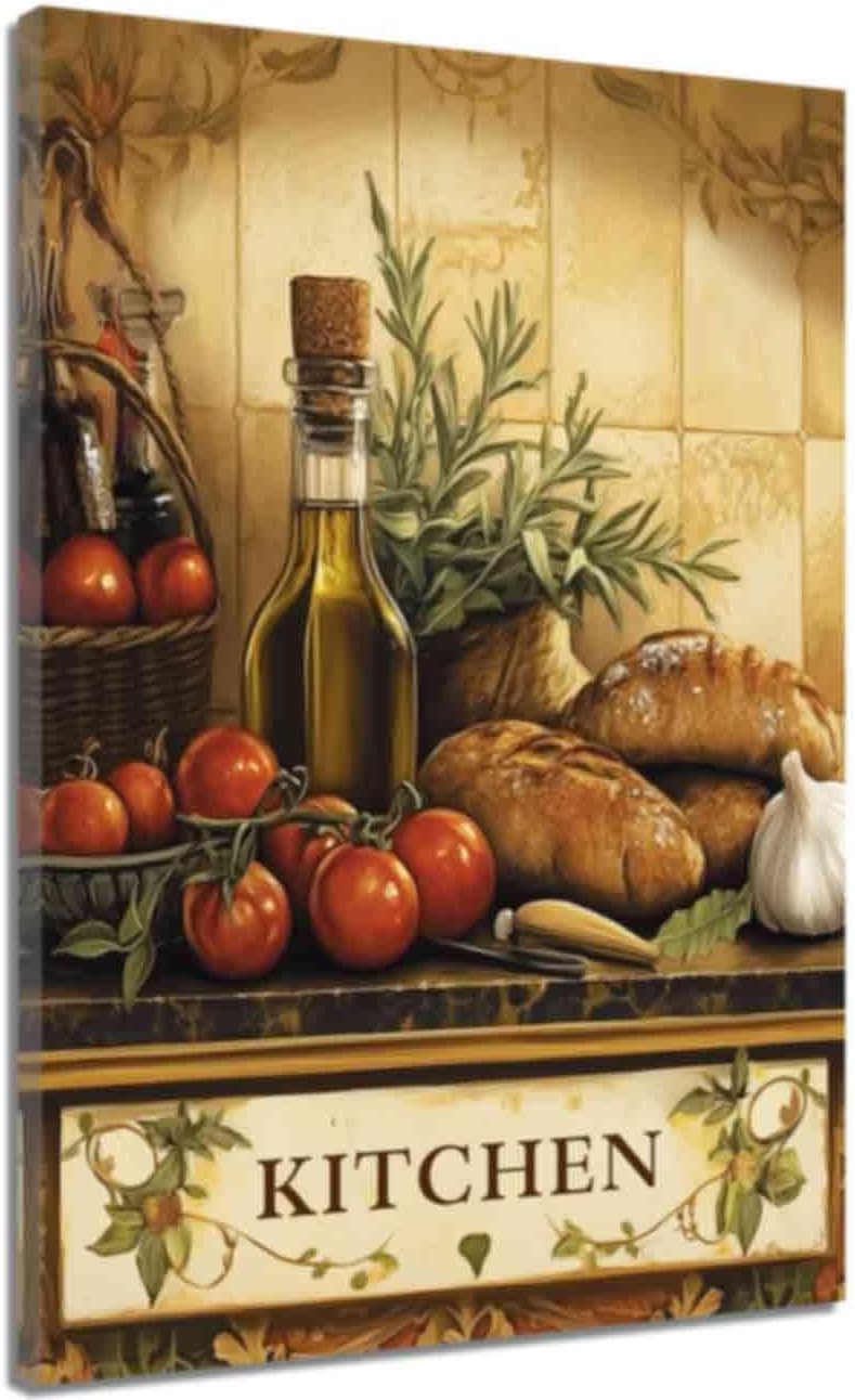 ZQQART Country Kitchen Wall Art Farmhouse Sign Canvas Art Rustic Food Still Life Pictures Prints Kitchen Quotes Painting Housewarming Gifts (Brown,12.00" x 18.00")