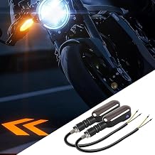 Motorcycle Led Turn Signal Lights Projector, Motorcycle Front Rear Led Blinkers Signal Light Indicator with Arrow Pattern Projection on Ground and Amber Flashing Sync, Oval Shape-2 Pack