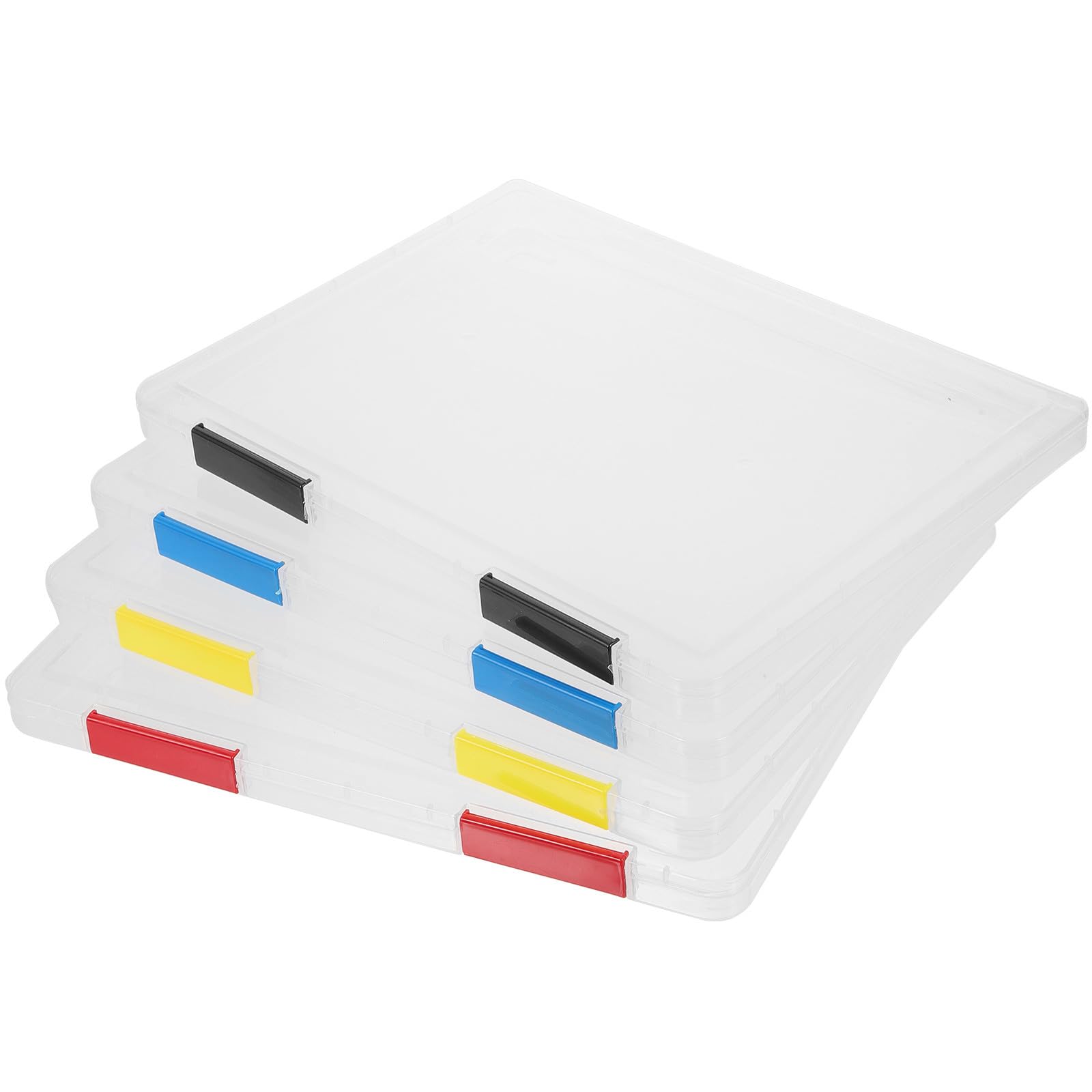4 Stück Transparente Dokumentenboxen A4 Stabil Stapelbar Büro Schule Ablage Organizer Zufällige Farbe