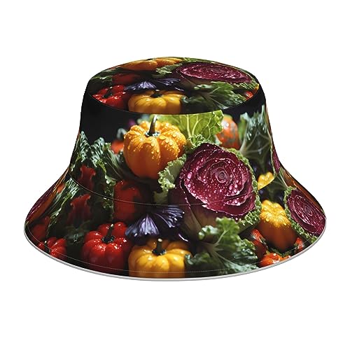 Bob réfléchissant imprimé chou frais chapeau noir haut de gamme pour le plein air