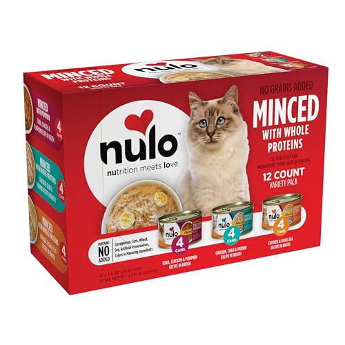 Nulo Grain-Free Minced with Whole Proteins Wet Canned Cat and Kitten Food Variety Pack 2.8 Ounce 12 Cans