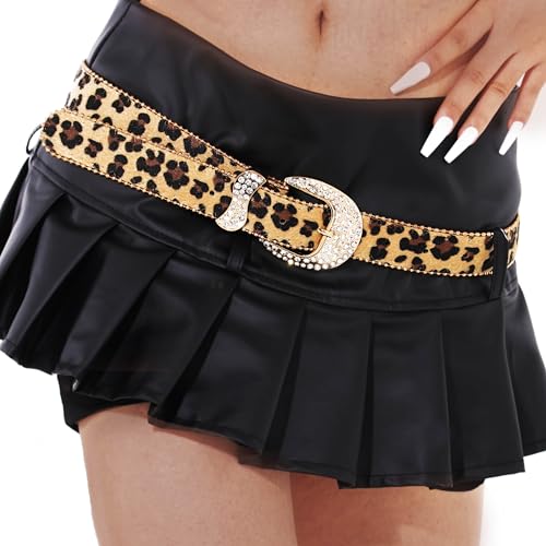 Leopard Belt Leather Belt with Pants Jeans Rhinestone Buckle Fashion Ladies Belt for Women4