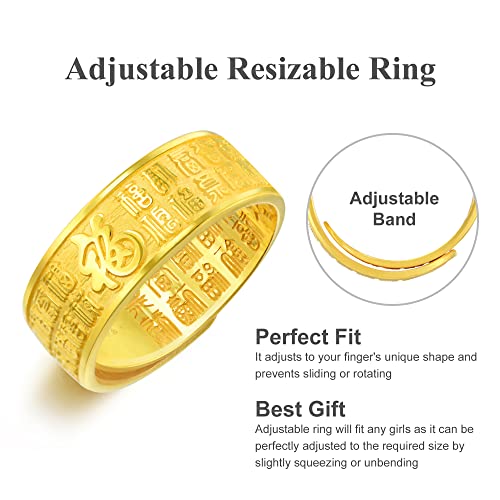 CHOW SANG SANG Chinese Wedding Collection 999.9 24K Gold Price-by-Weight 11.6g Gold Blessing with Good Fortune Ring for Women 90354R | Adjustable Ring2
