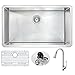 32" Stainless Steel Undermount Kitchen Sink with Single-Handle Pull-Down Sprayer Faucet - Brushed Satin - Vanguard Series KAZ3219-042 - ANZZI