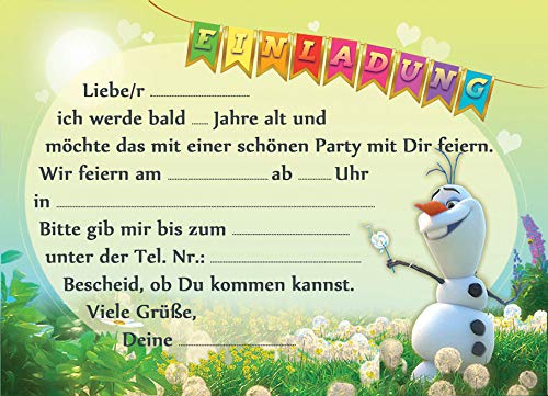 12 Frozen Einladungskarten Mit Umschlägen - Eisprinzessin Geburtstagseinladungen