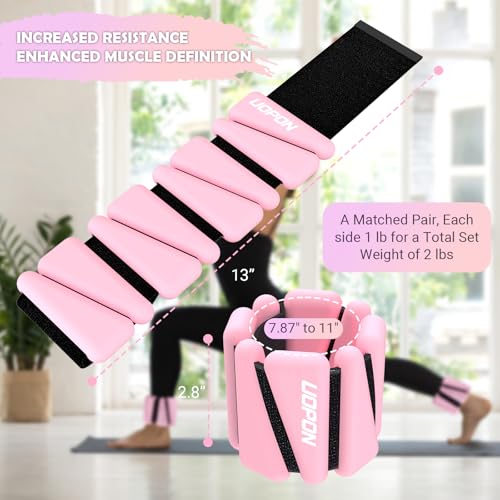Wrist Ankle Weights for Women Set of 2, Adjustable Silicone Weighted Bangles, Wearable Ultra-durable Strips Weight Bracelet 2 lbs/4 lbs for Yoga, Pilates, Barre, Walking, Arm & Leg Workout4