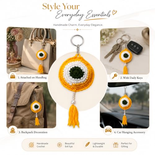 Image of Handmade Crochet Keychain Flower Design