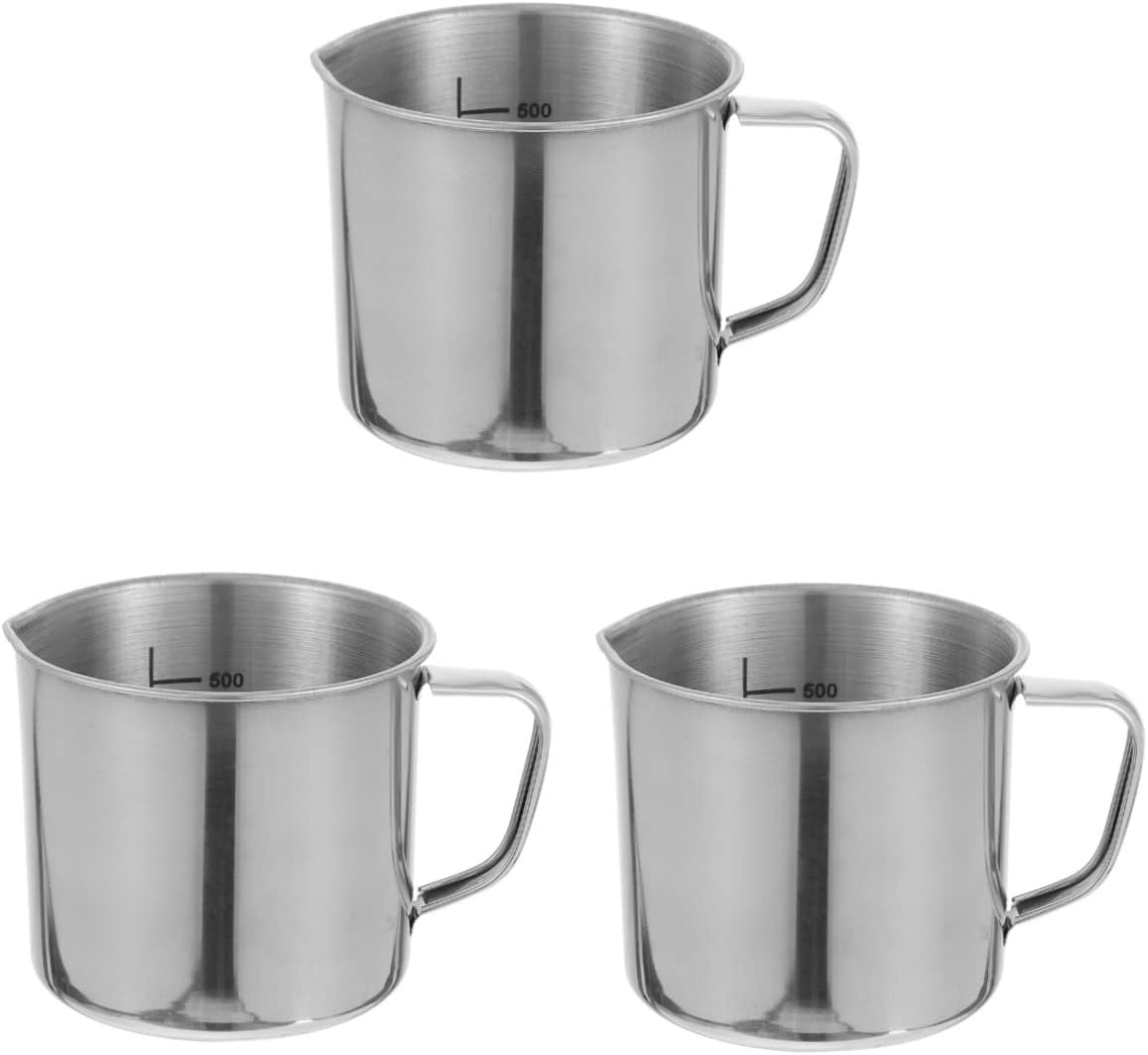 3pcs Stainless Steel Measuring Cup for Accurate Lab and Kitchen Use Graduated Scale Beaker for Liquid and Solid Measurements