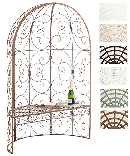 CLP Banc De Jardin Rosie Demi-Cercle I Banquette 2 Places avec Arche A Rosiers en Métal Stable I Demi-Gloriette pour Plantes Grimpantes, Couleur:Marron Antique