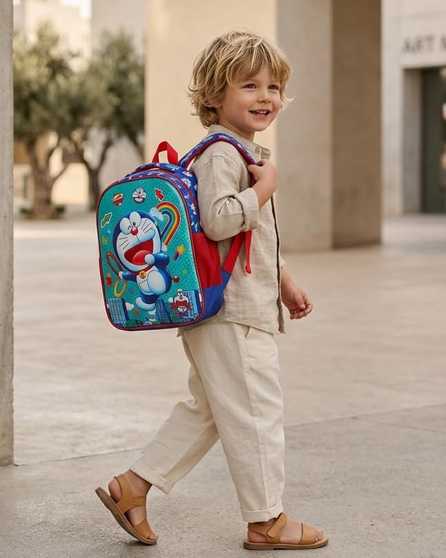 Image of Stylbase 15 Inch 3D Cartoon School Bag for Boys & Girls | Waterproof Lightweight Polyester Kids Backpack with Bottle Pocket | Ideal School Bags for Kids Nursery, LKGClass (3-5 Years)