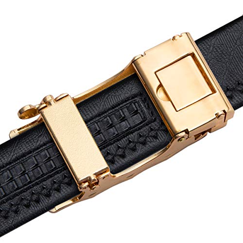 Image of Dubulle Designer Men's Belts, Ratchet Leather Sliding Buckle Dress Belt