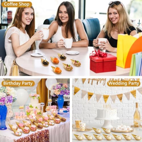 300 Pcs 4 in Plastic Appetizer Spoon Tear Drop Tasting Spoon, Gold — 사진 6