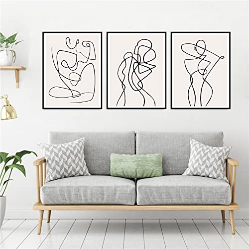 Minimalist Line Canvas Wall Art Woman Line Drawing Poster Minimalist Wall Art for Couples Bedroom Female Line Artwork Abstract Women Body Line Prints for Living Room Bathroom Wall Decor Unframed