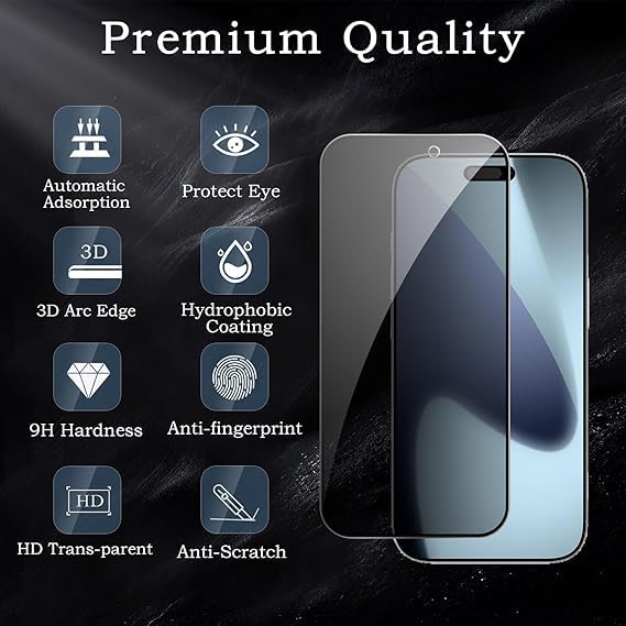 Image of [ 2+2 Pack Privacy Screen Protecor for iPhone 17 Pro Max Anti-Spy Shatterproof Tempered Glass with Camera Lens Tempered Glass 9H Hardness Bubble Free Anti-Glare Case Friendly