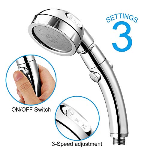 Ducha de mano giratoria 360°, alta presión, 3 modos miniatura 3