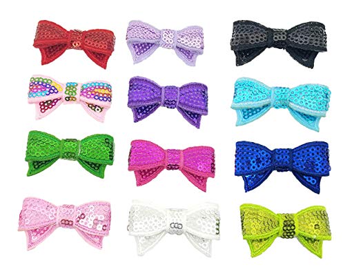 PET SHOW 10 Pairs Bowknot Small Dogs Hair Bows with Alligator Clips Glitter Pet Medium Dog Puppies Cats Topknot Headdress Grooming Hair Accessories Party Costumes
